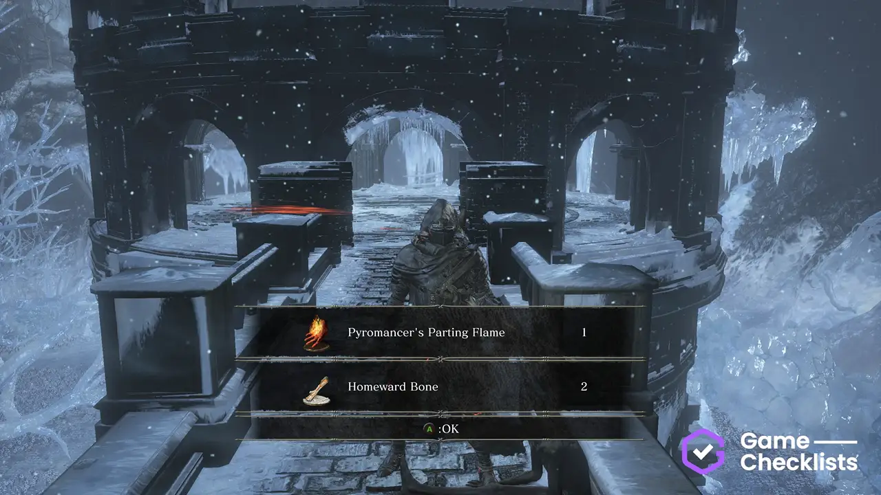 Pyromancer's Parting Flame location