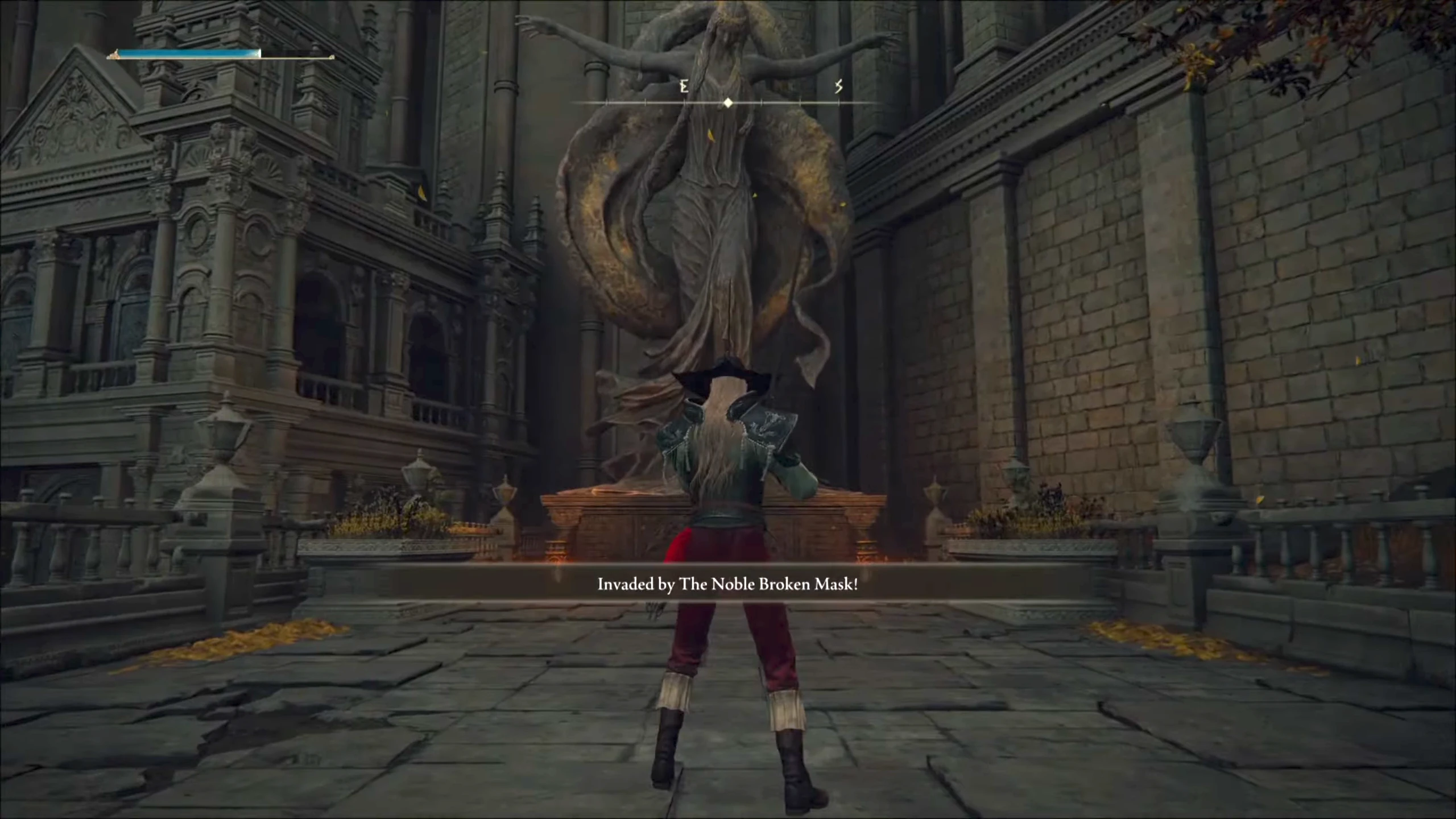 The Noble Broken Mask invasion at the Radagon statue in Leyndell