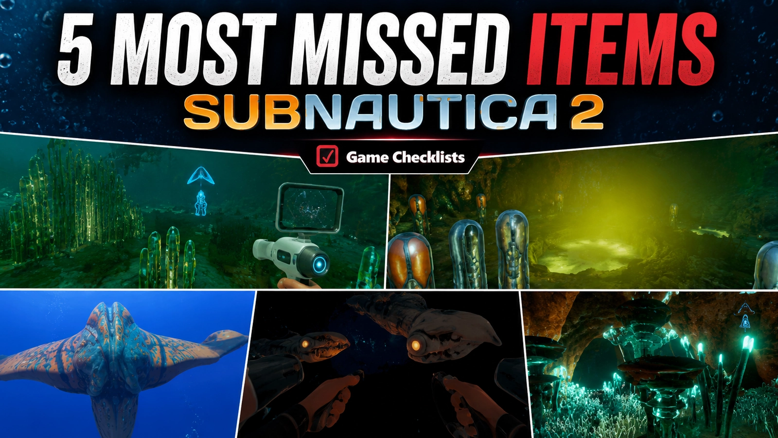 Subnautica 2 editorial hero image for the five most missed items data report