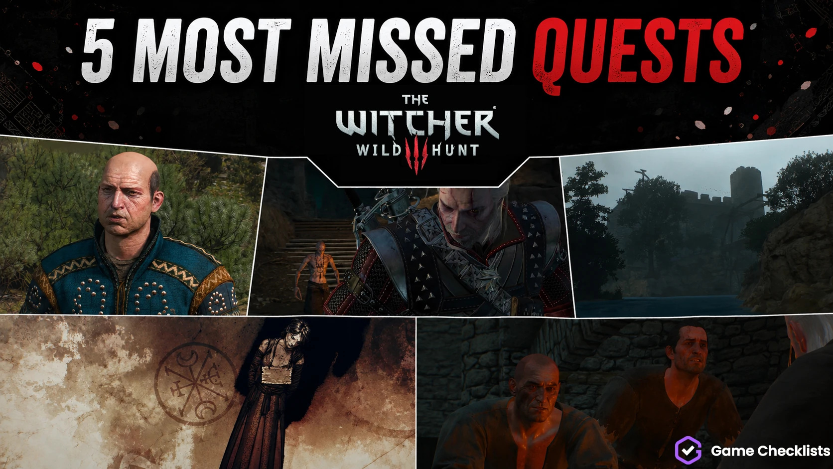 The Witcher 3 data insight thumbnail showing the most missed quests