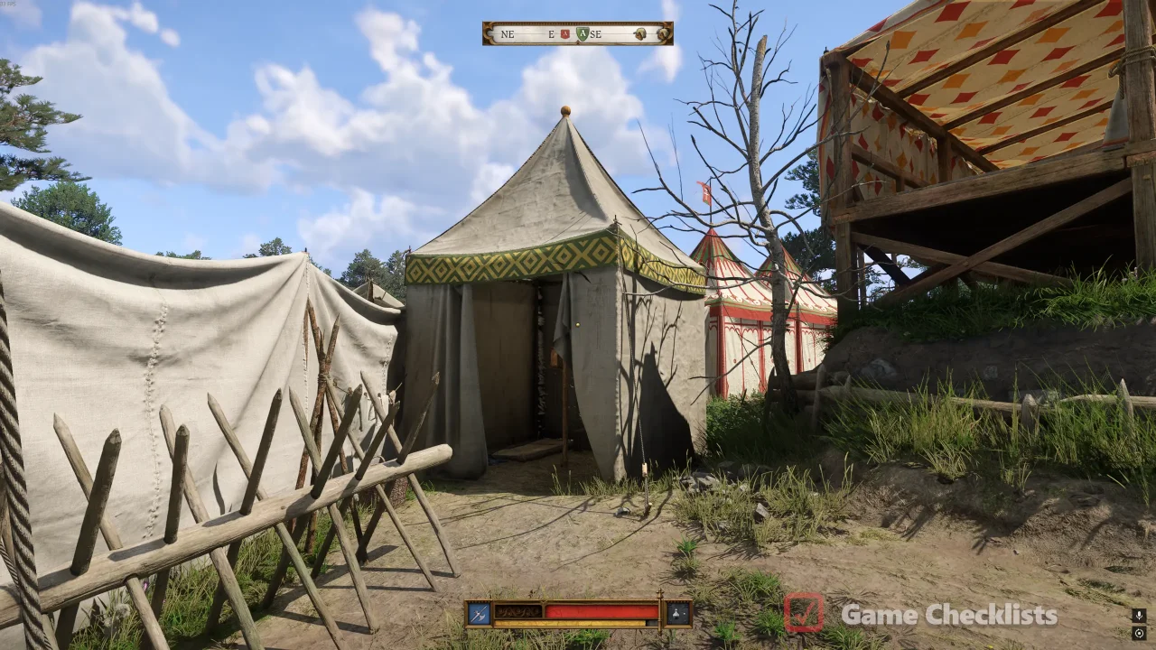 Basan white tent near tournament arena Sigismund camp