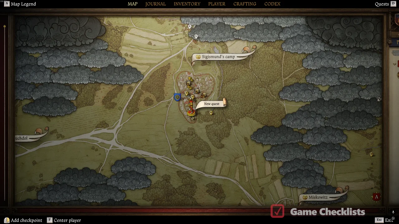 Thomas of Kolin location Sigismund camp map
