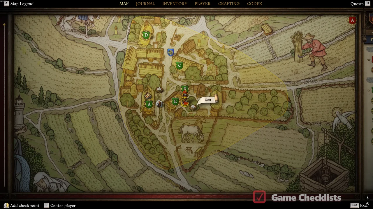 Magpie nest map location for Vejmola medallion