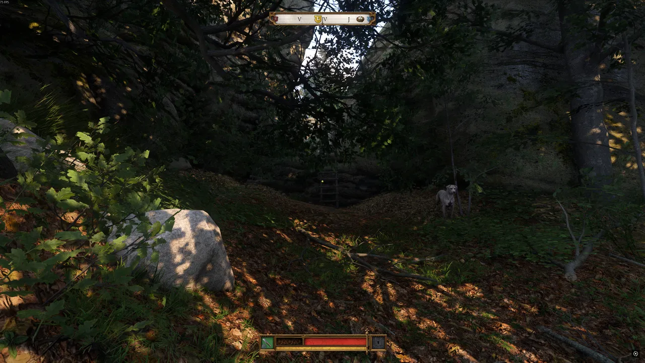 kcd2-bad-blood4: Ota holding Pavlena hostage at the rock camp north of Wine Wagon