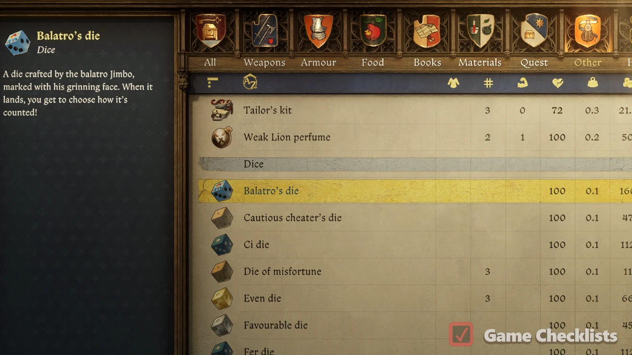 Balatro's Die joker face effect Kingdom Come Deliverance 2