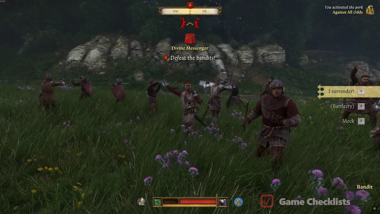 Fighting bandits with Erik at Nebakov Mill in Divine Messenger