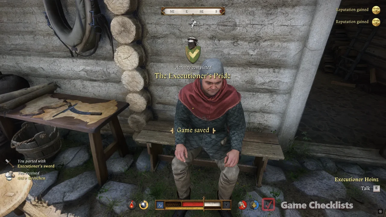The Executioners Pride quest reward screen and Boneworks progress