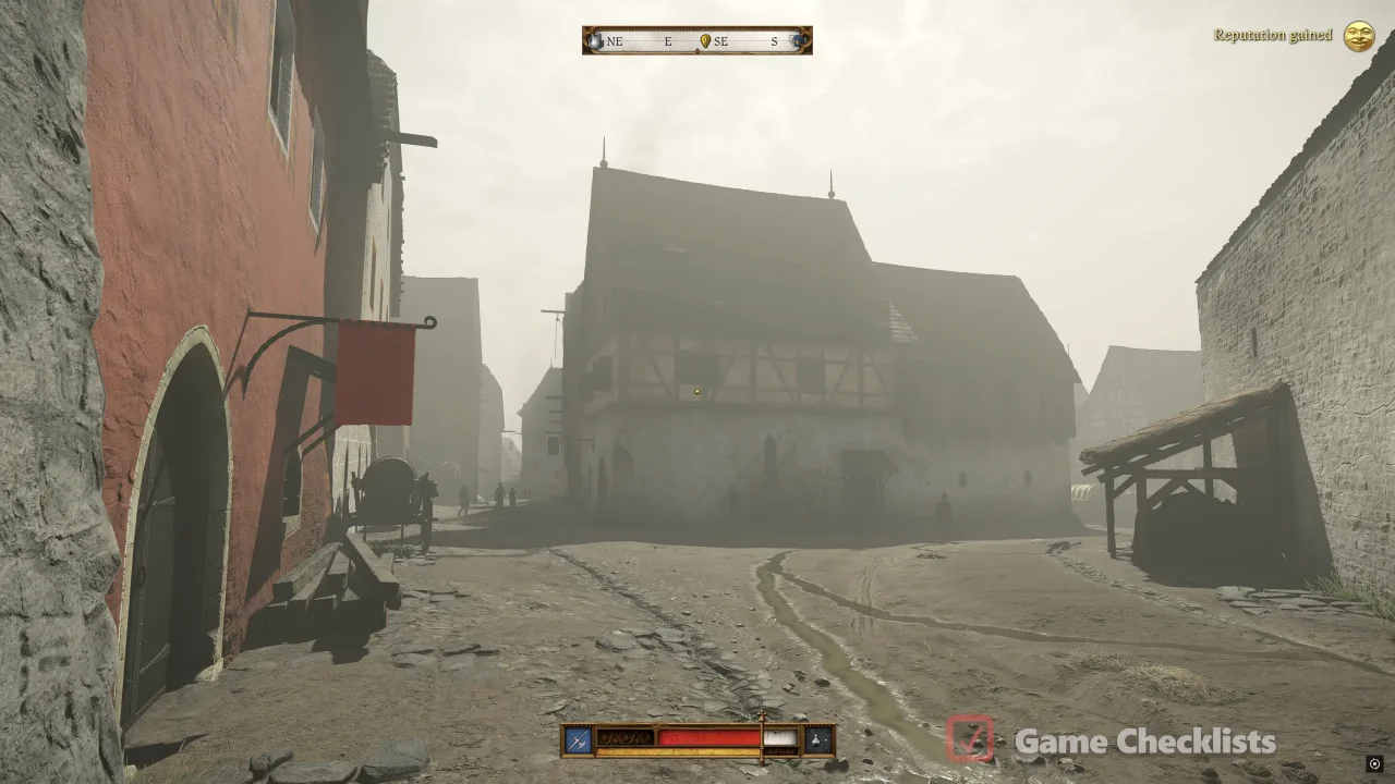 Foggy smoke-covered Kuttenberg after Jewish Quarter raid