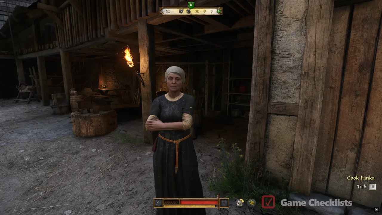 Fanka near the forge asking for help with the kitchen chest in For Whom the Bell Tolls