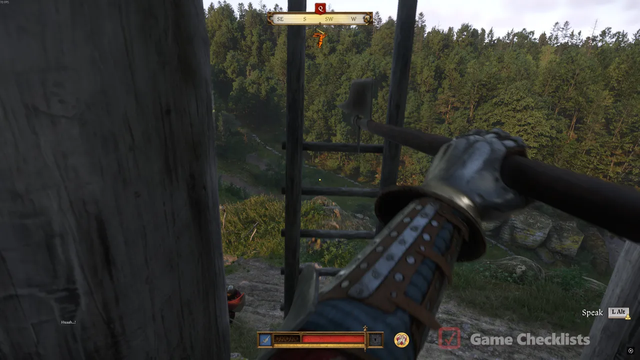 Knocking siege ladders with polearm in The Finger of God