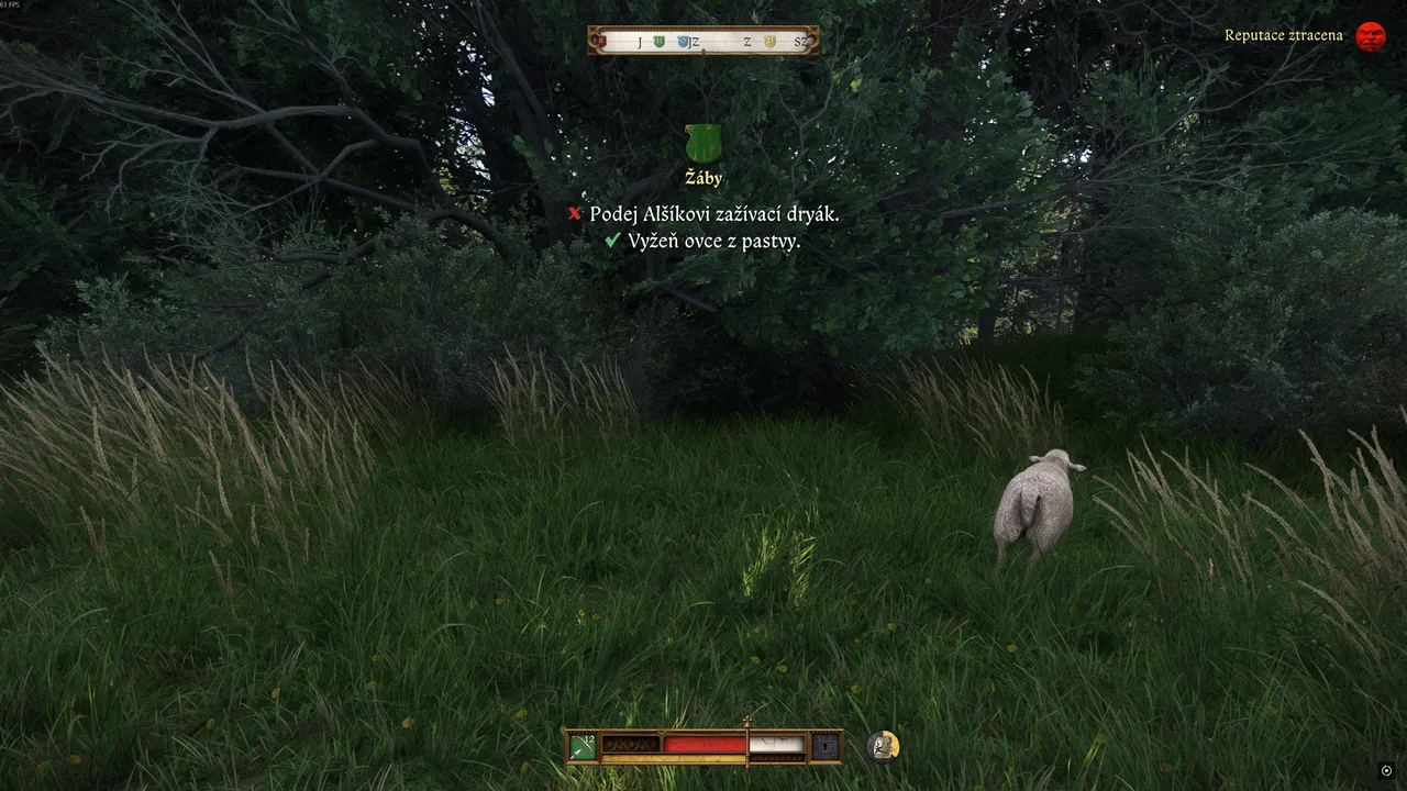 kcd2-frogs3: Frogs quest - drive sheep through Tachov laundry lines