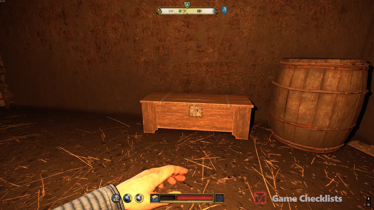 Hard locked chest with Bloodied Wedding Dress in All Saints basement