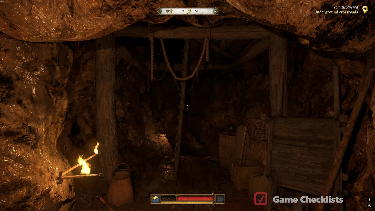 Underground Crossroads with torch in Kuttenberg tunnels