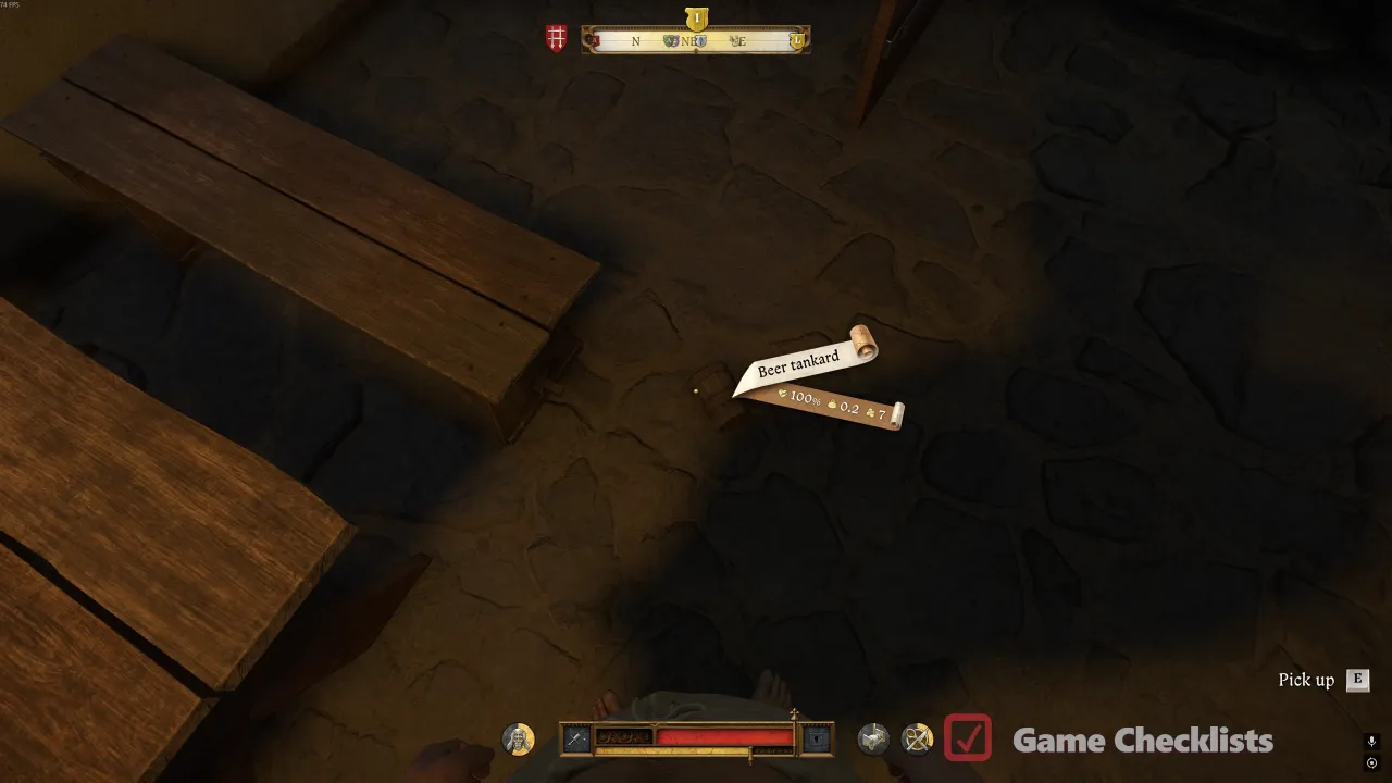 Tankard pickup objective during A Good Scrub cleanup
