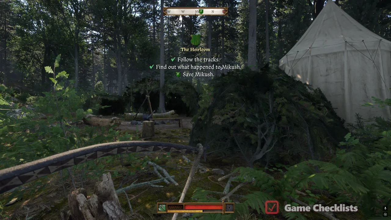 Bandit camp with white tent where Mikush is held