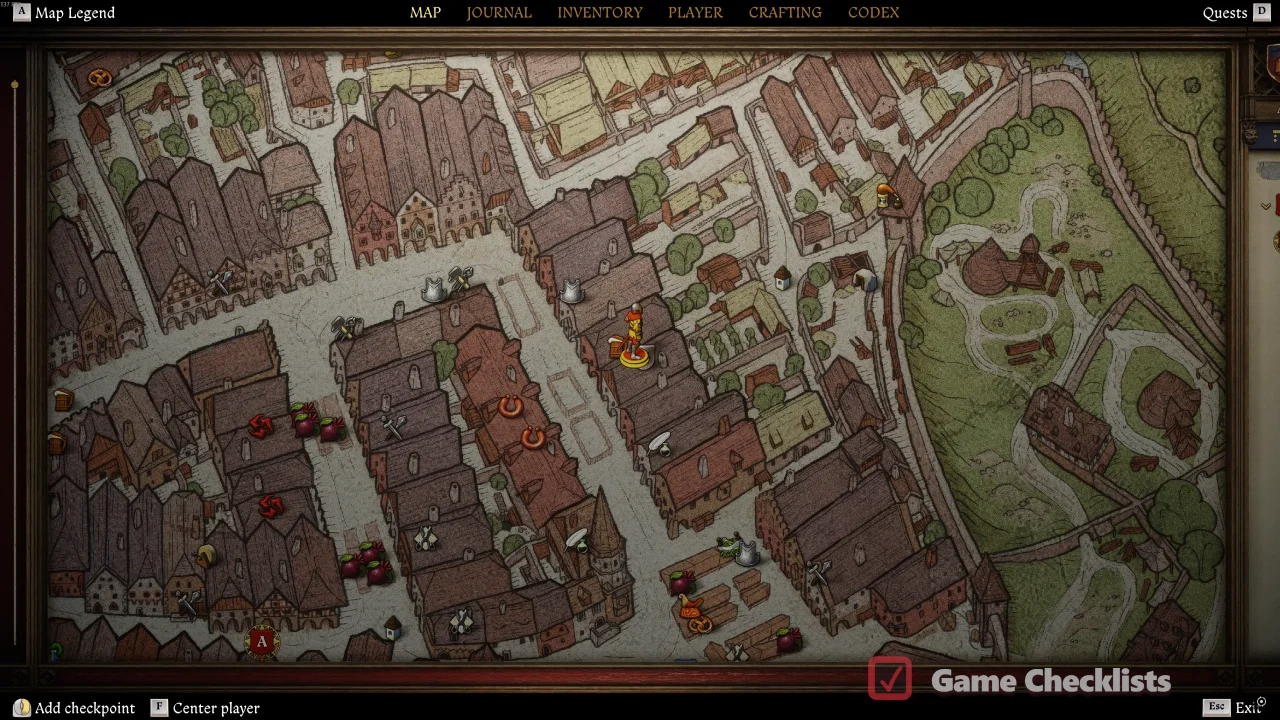 High Toll task location Iron Eagle Tavern on Kuttenberg map