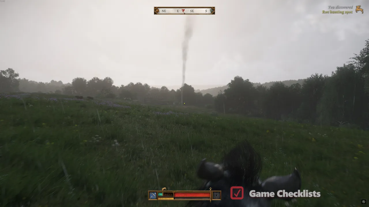 kcd2-horse-races-checkpoint: Horse race checkpoint smoke column on map and radar