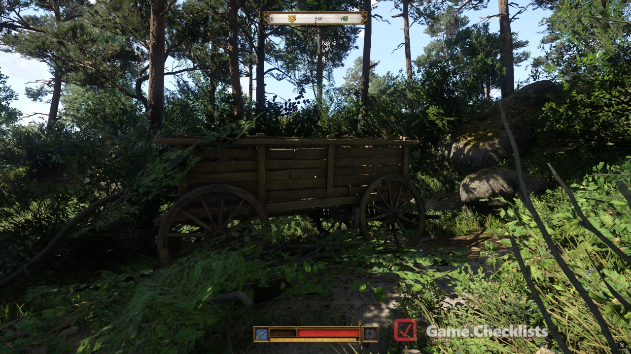 Hidden cart in the bushes during The Jaunt