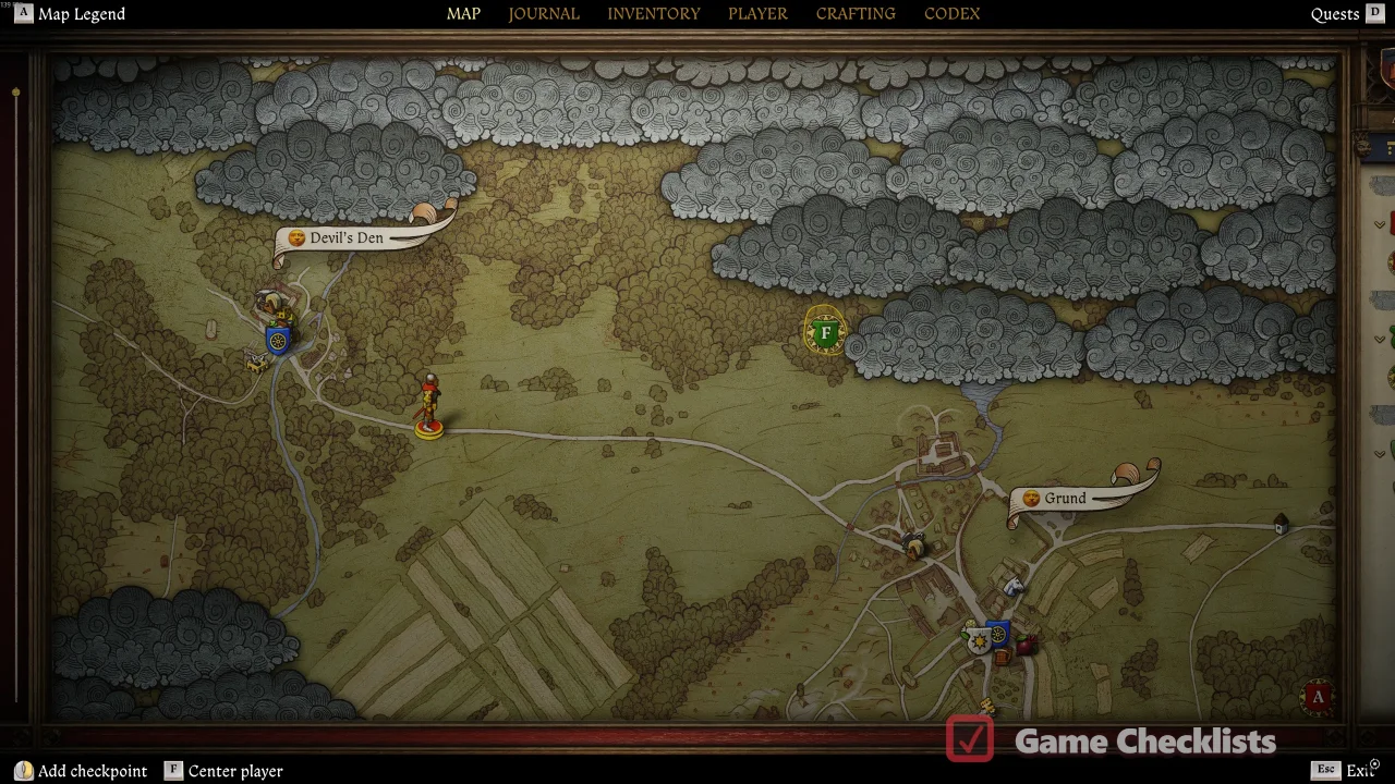 Forest camp map marker after Hare backs down in The Magic Arrow