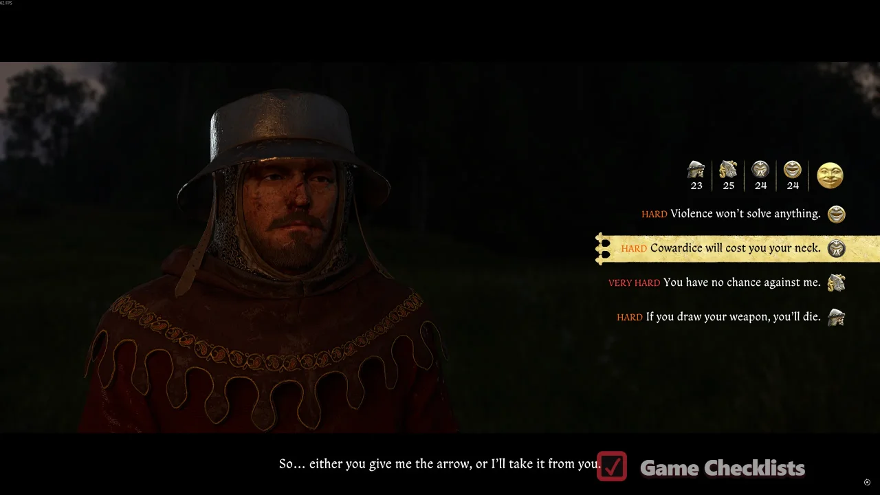 Skill check dialogue with Hare in The Magic Arrow quest