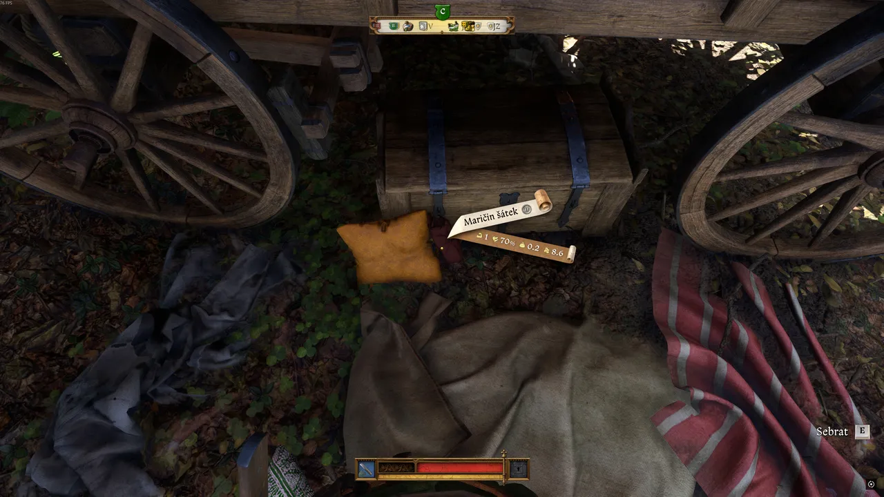 kcd2-miri-fajta2: Marika's shawl pickup and clue trail leading toward Bozhena's Hut