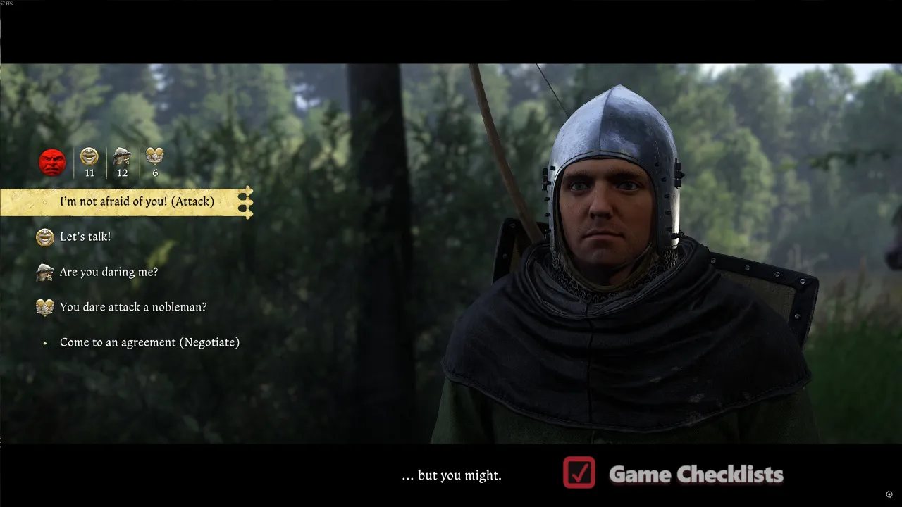 kcd2-mutt-vagabond-dialogue-options: Dialogue choices when confronting the Mutt quest bandit