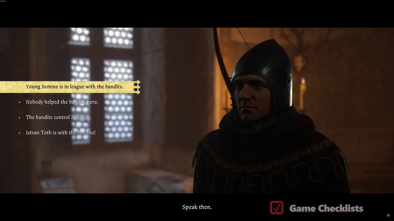 Reporting to Bergow during Necessary Evil