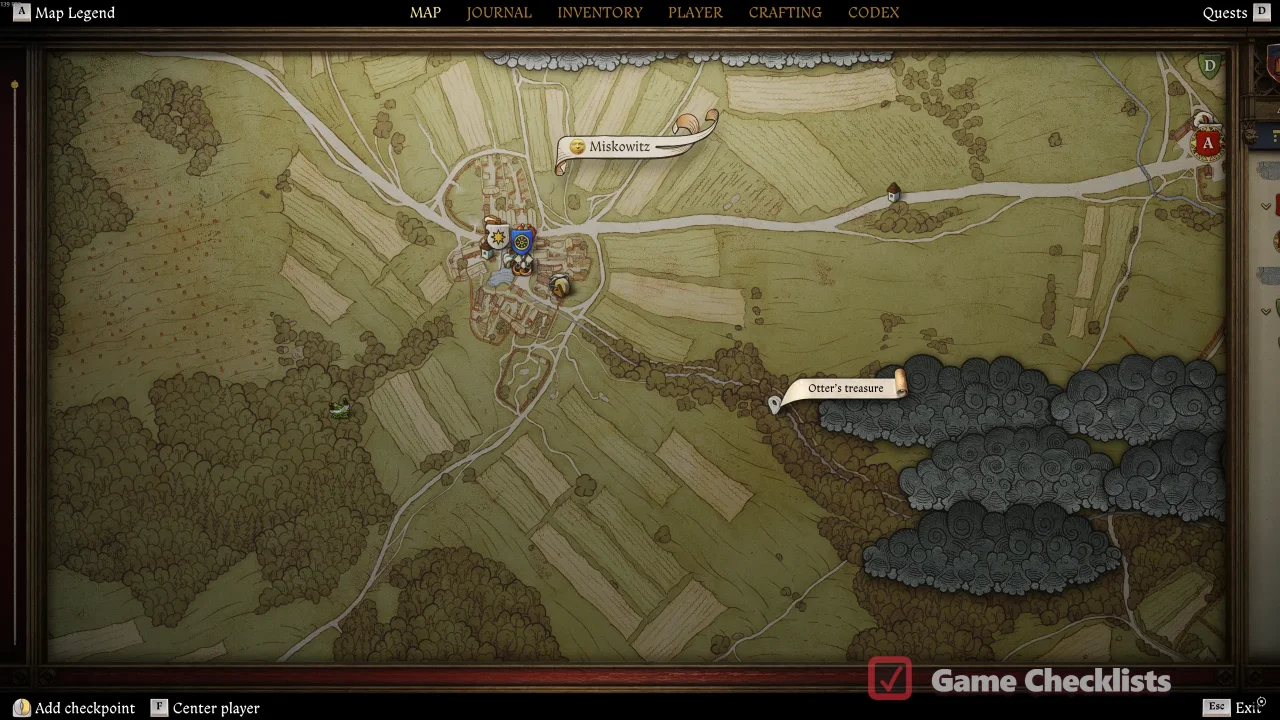 River map Otter treasure near Miskowitz