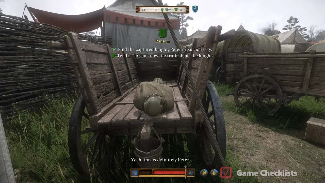 Peter of Suchotlesky body on cart in camp