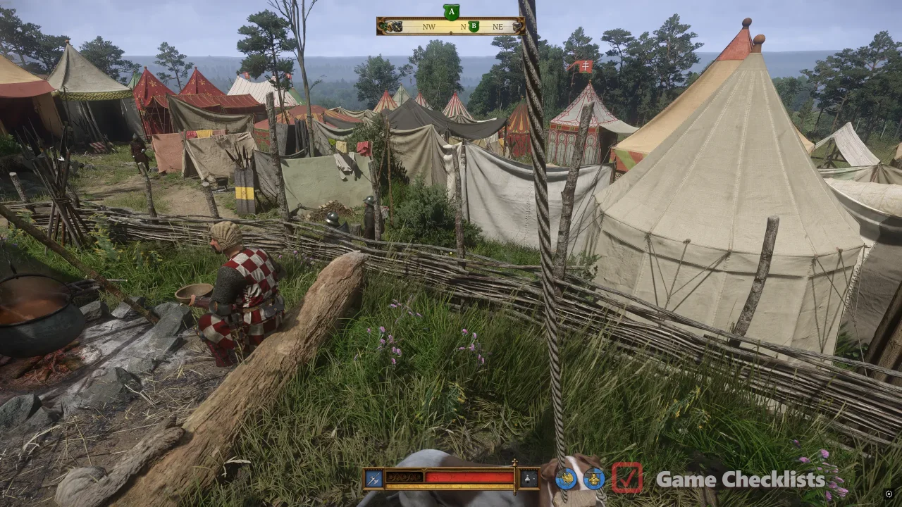 Sneaking into prisoner tent behind guards