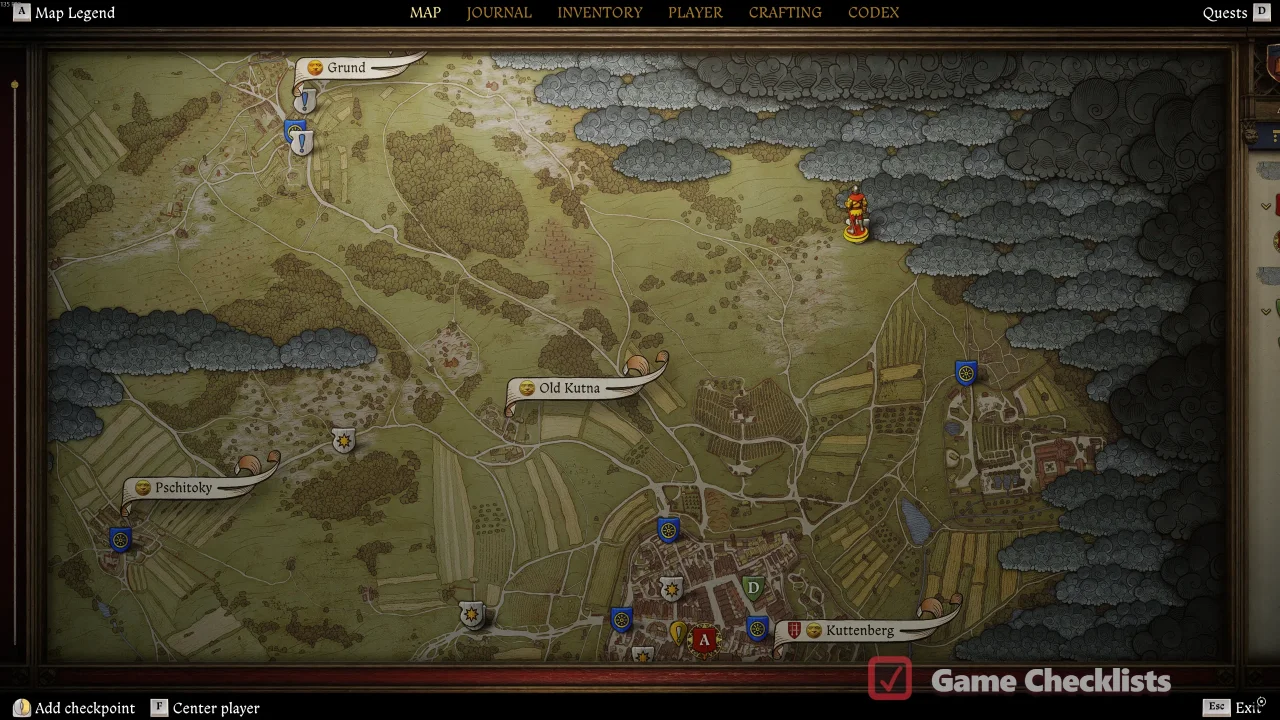 Map location of Humble Knight camp for The Reliquary