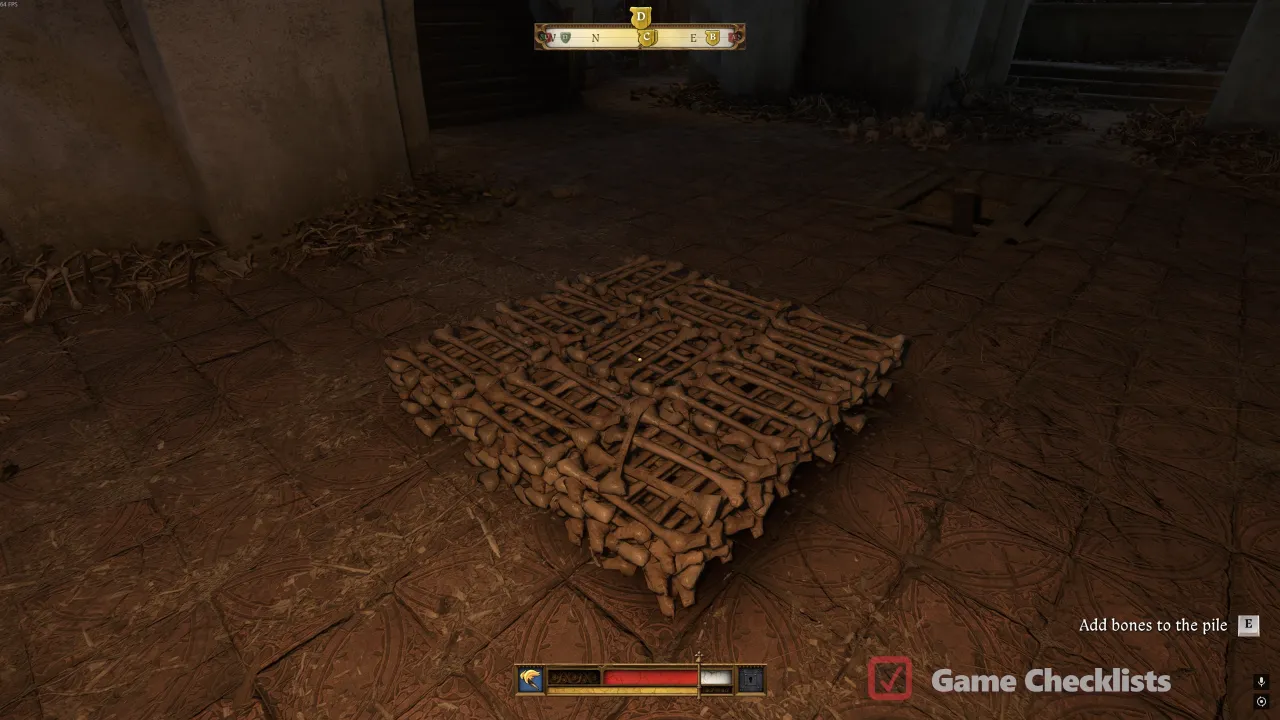 Bone pyramid on marked area in Sedletz ossuary