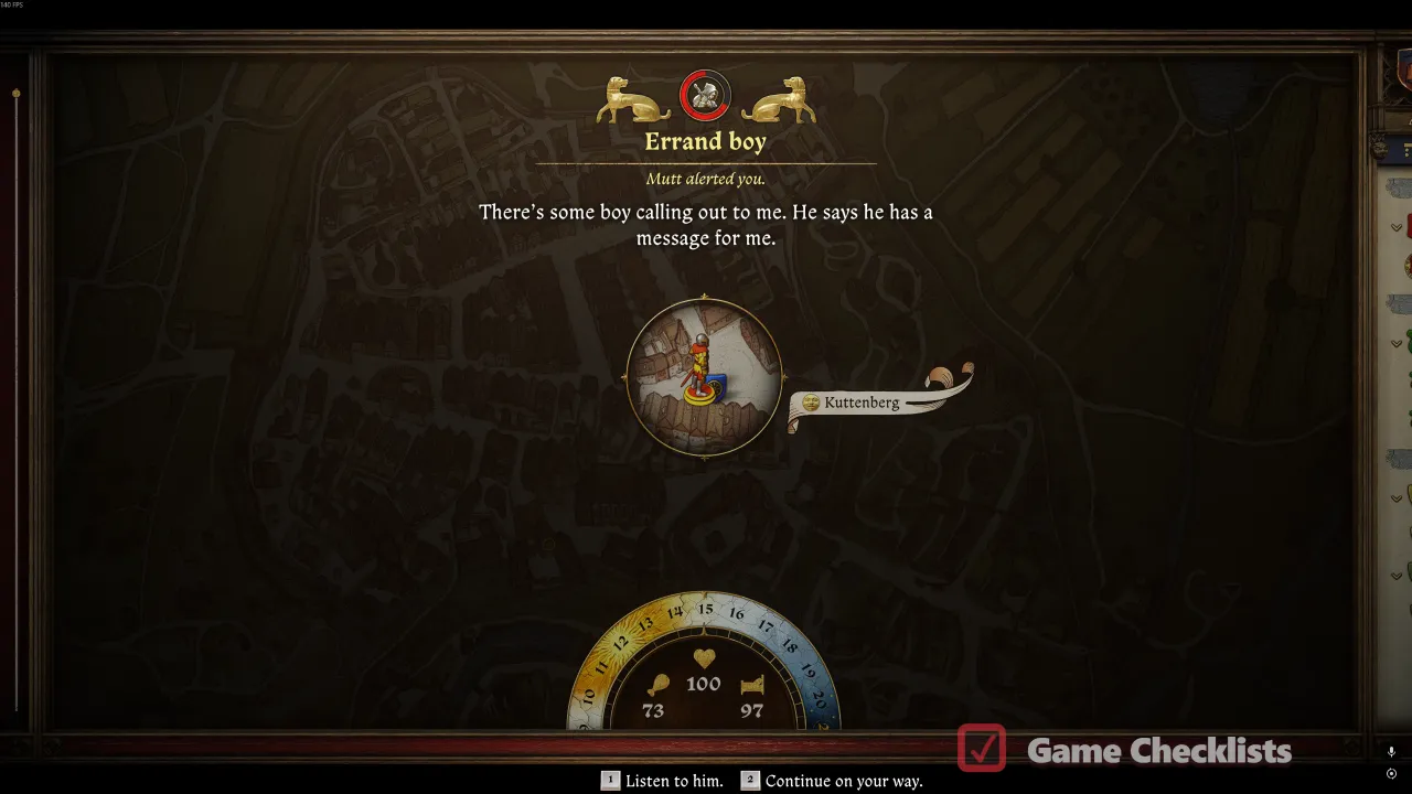 The Spark side quest journal or overview