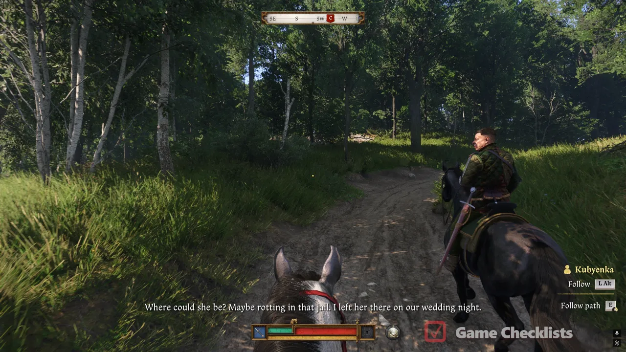 Follow Kubyenka from Devil's Den horses toward the woods