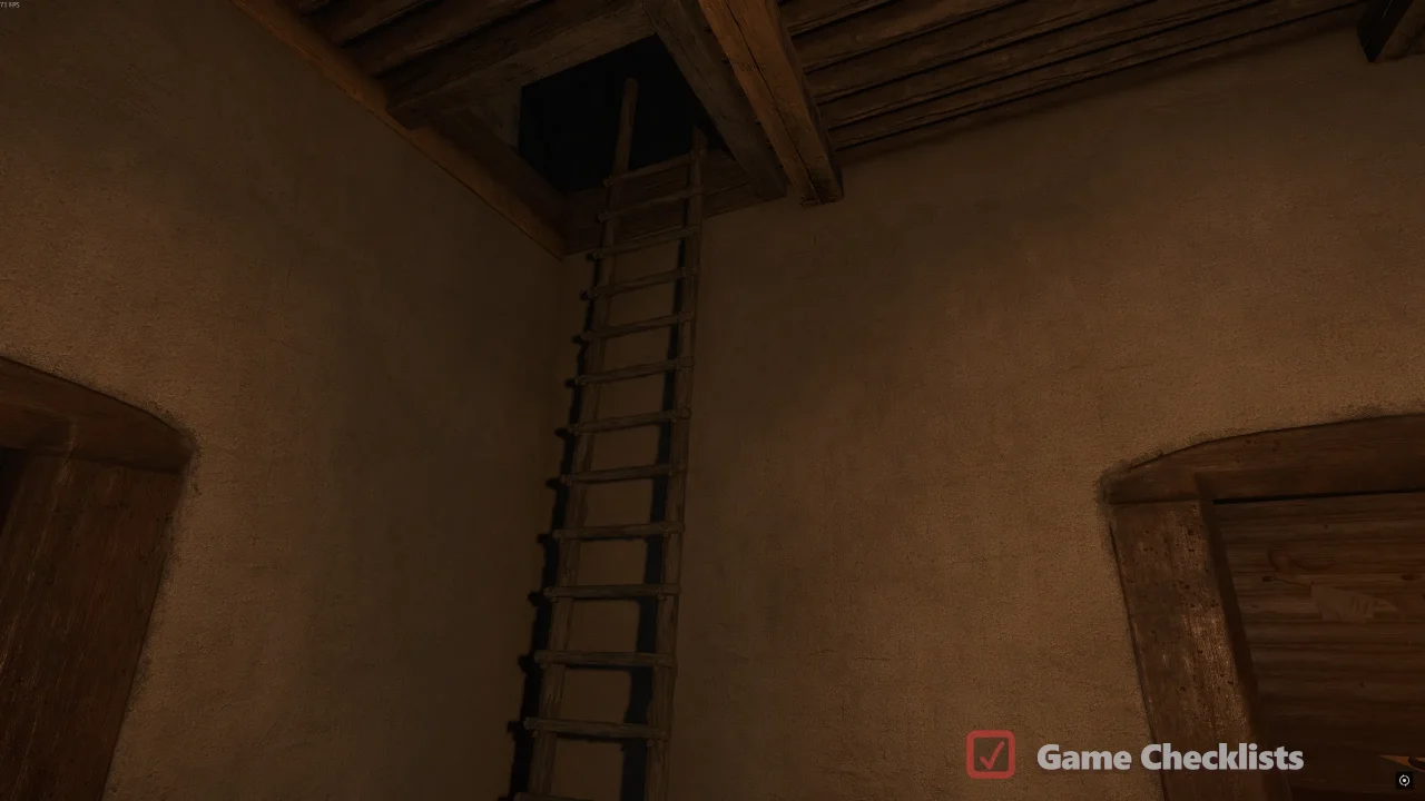 Ladder to upper floor at All Saints during braies objective