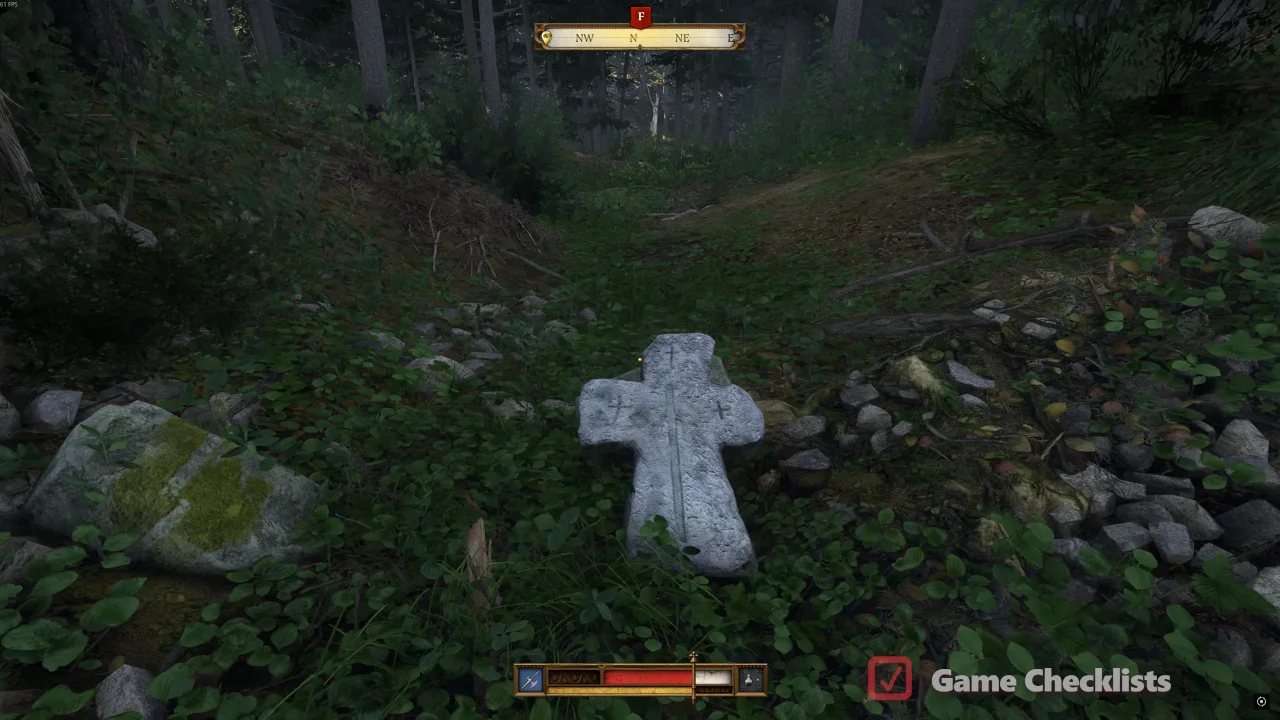 White cross pointing north secret passage