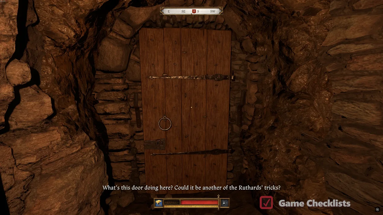 Wooden door fork in secret passage