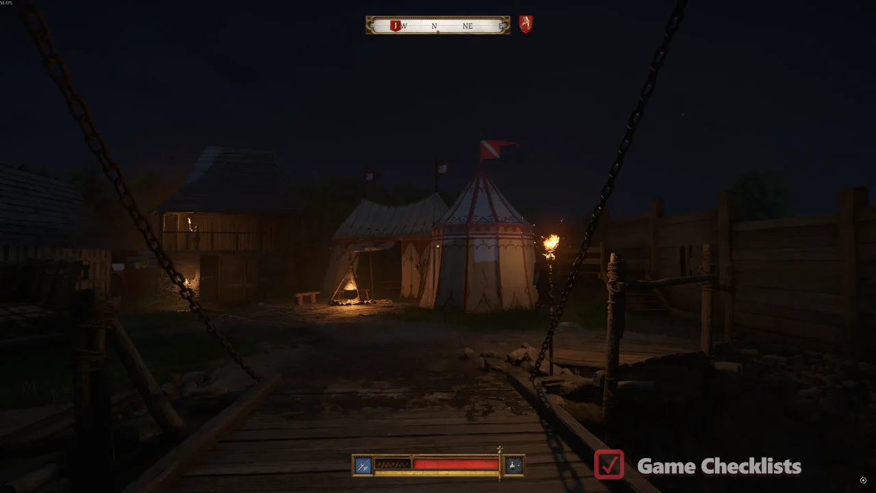 Drawbridge archway to tent area Maleshov escape