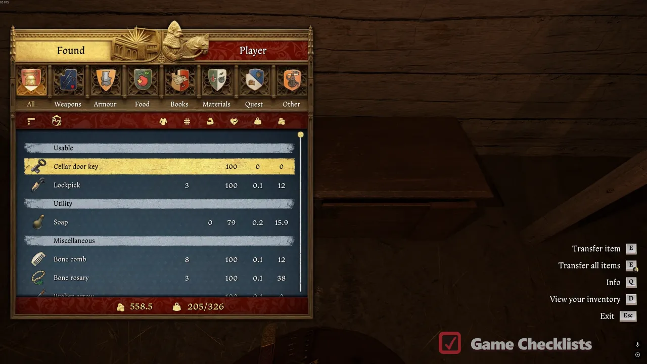 Easy chest with Cellar Door Key in Hynek's house